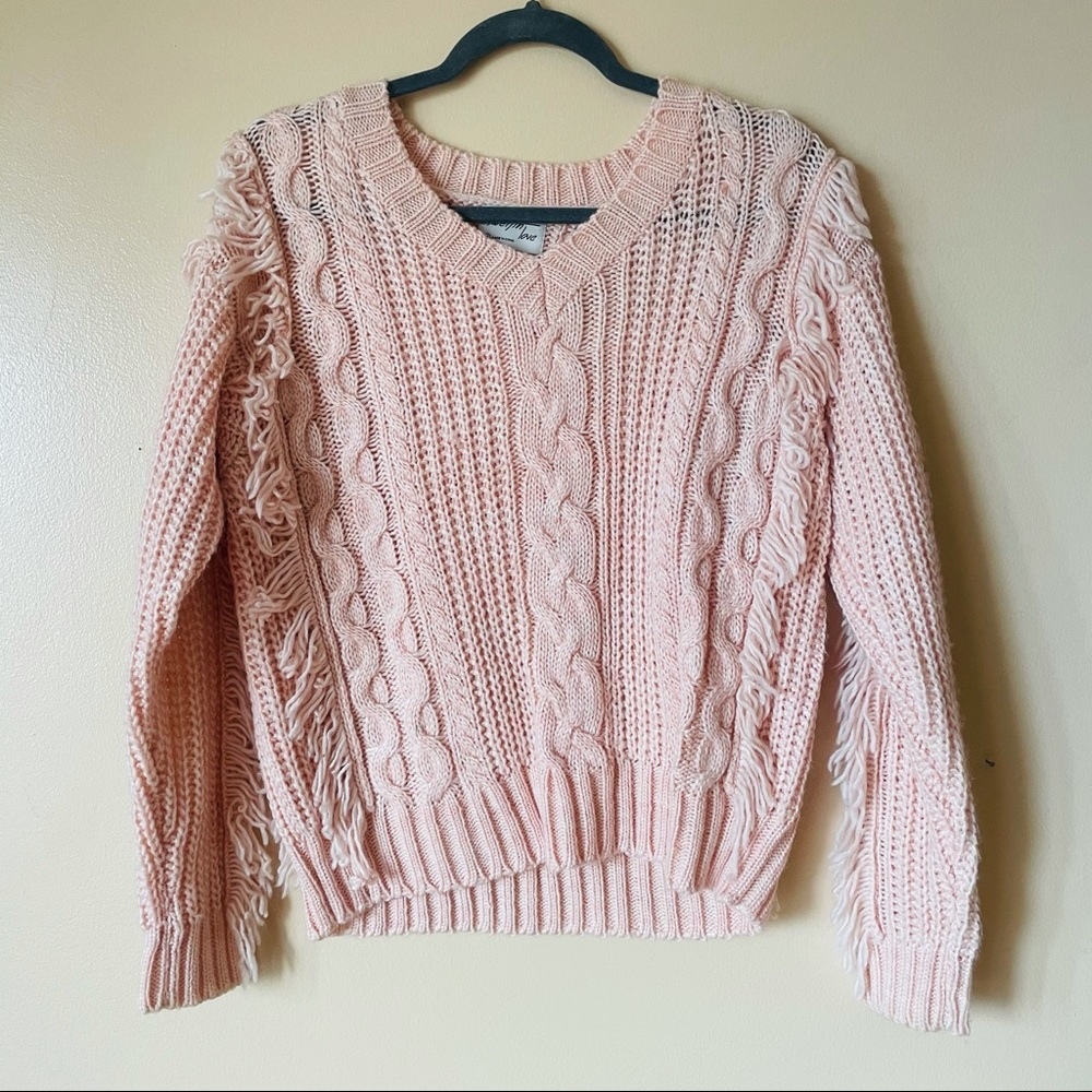 Twelfth love fuzzy stringy sweater cable knit
